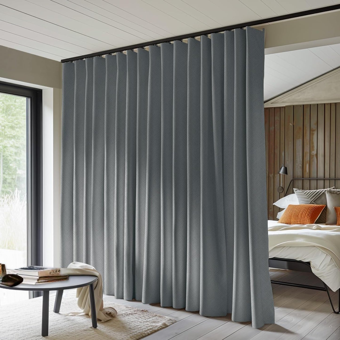 Room partition curtains full blackout privacy insulation noise reduction suitable for bedroom windows living room ceiling track curtains