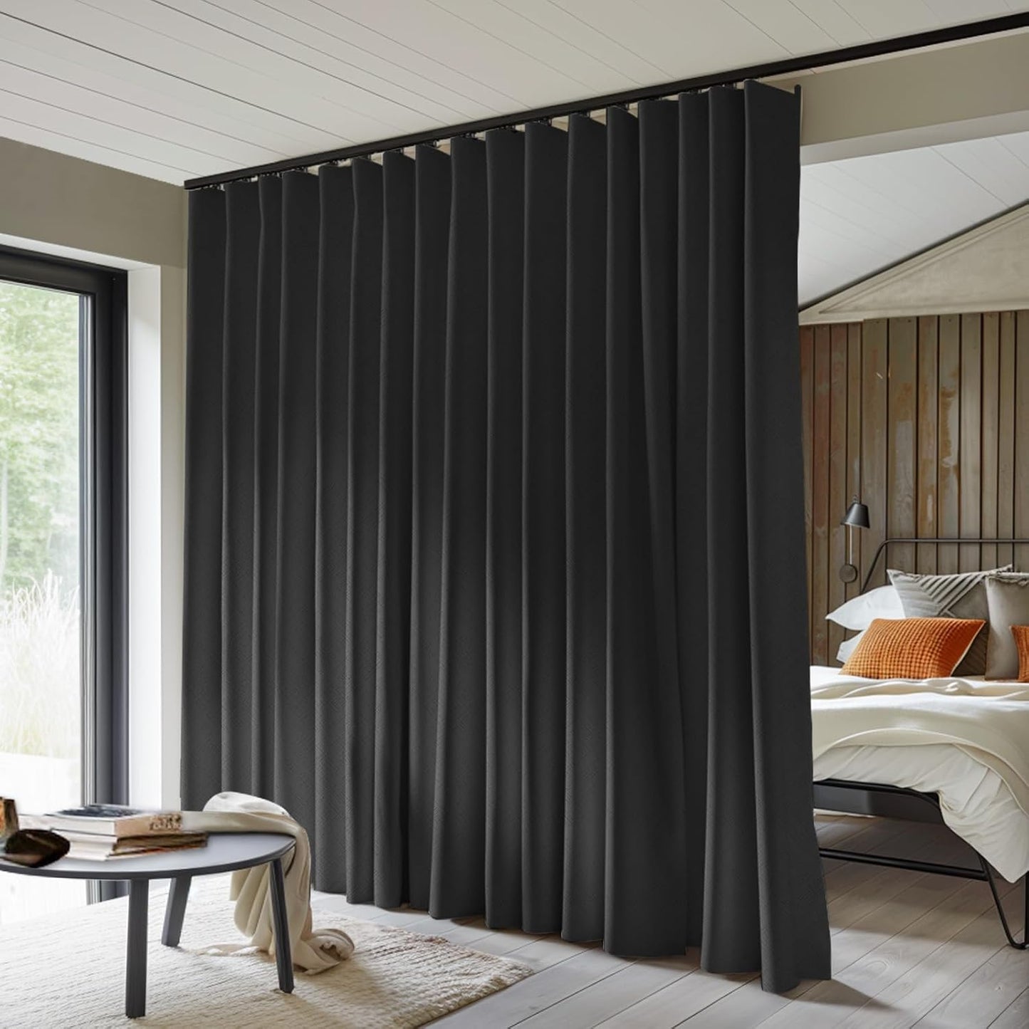 Room partition curtains full blackout privacy insulation noise reduction suitable for bedroom windows living room ceiling track curtains