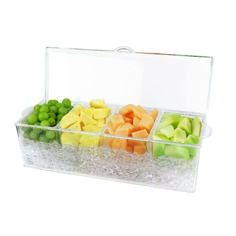 🔥LAST DAY 49% OFF-Ice Chilled Condiment Tray-4 Removable Compartments-Lid-2 Cup Containers