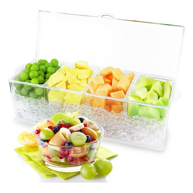 🔥LAST DAY 49% OFF-Ice Chilled Condiment Tray-4 Removable Compartments-Lid-2 Cup Containers